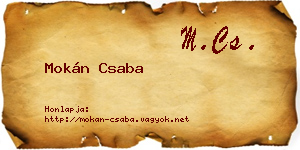 Mokán Csaba névjegykártya